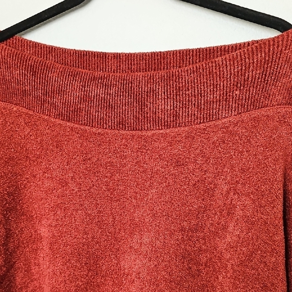 Free People Cozy Chic Red Off-the-Shoulder Boatneck Sweater Chenille feel Small - Picture 2 of 8
